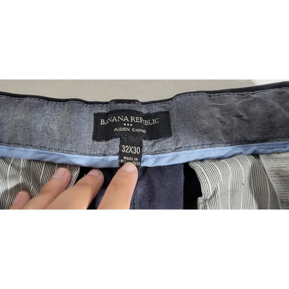Banana Republic Aiden Chino Mens 32x30 Navy Blue Slim Fit Cotton Pants